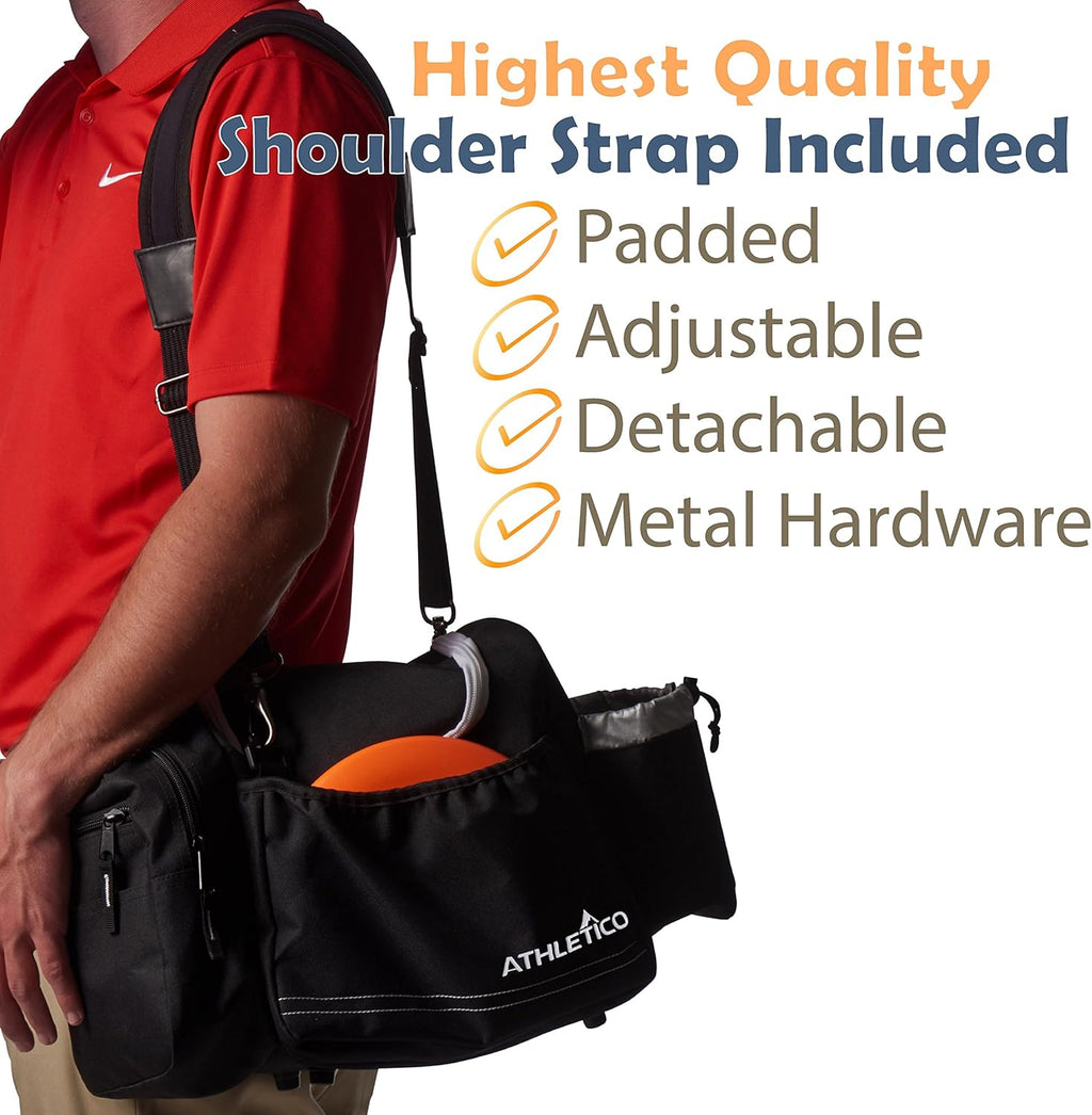 Disc Golf Bag - Tote Bag for Frisbee Golf - Holds 10-14 Discs, Water Bottle, and Accessories
