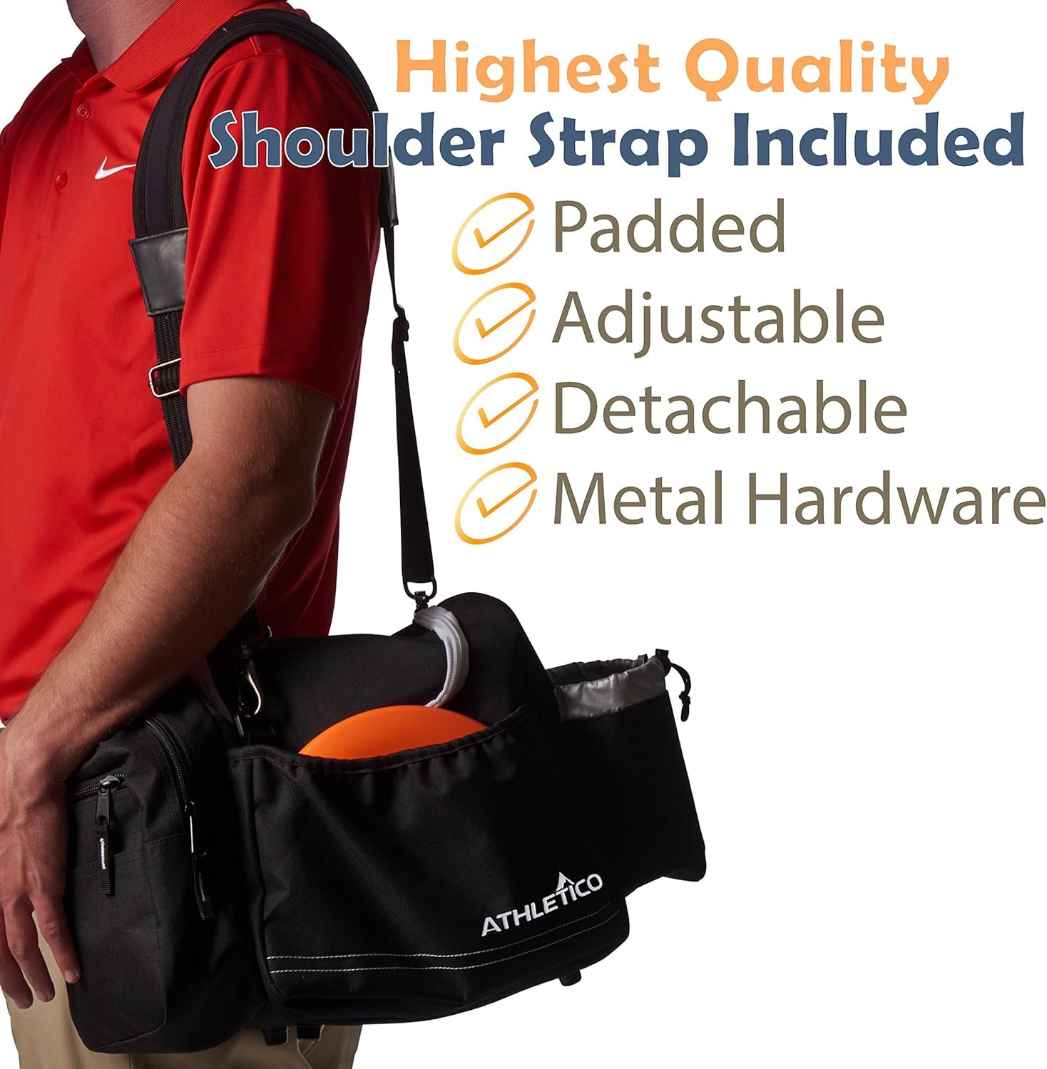 Disc Golf Bag - Tote Bag for Frisbee Golf - Holds 10-14 Discs, Water Bottle, and Accessories
